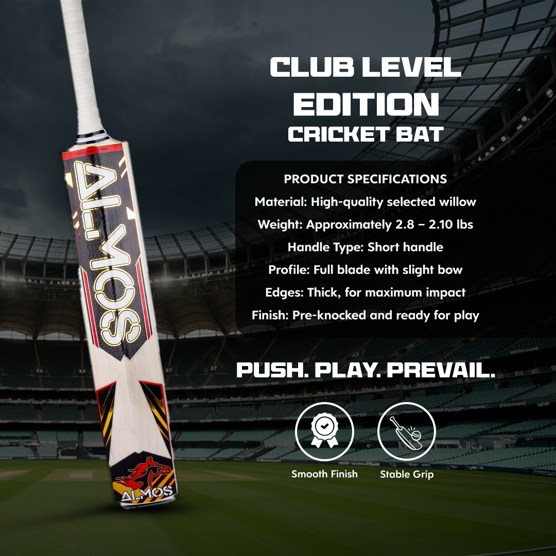 Almos Sports Club Edition Cricket Bat - Ideal for Club Matches