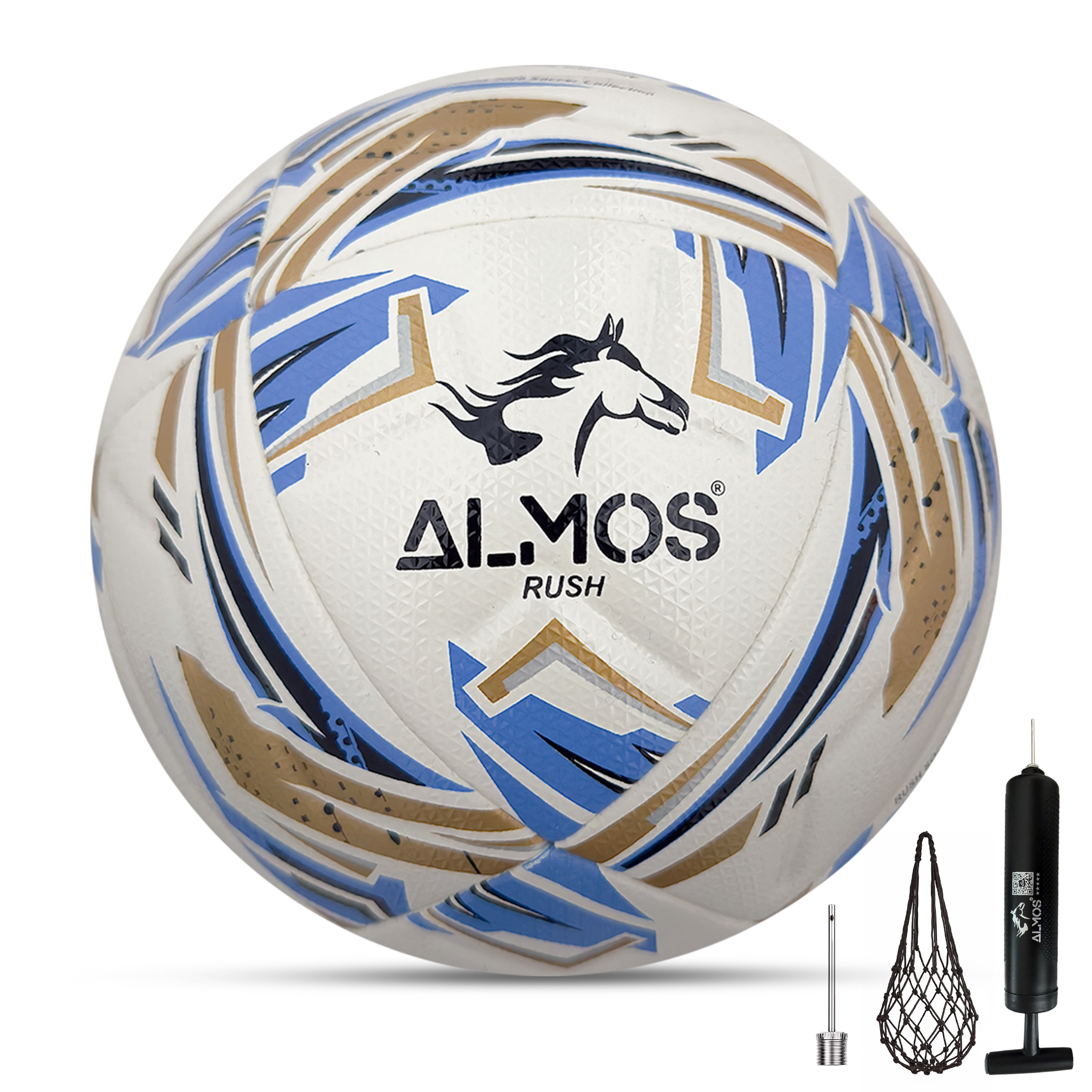 Almos Rush Match Soccer Ball – Size 4 & 5, Thermo Bonded, 20-Panel, Premium EPU Microfiber Football