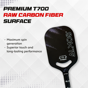 Almos Sports Titan Pickleball Paddle – T700 Carbon Fiber, Polypropylene Core, 14mm Control Paddle for Power & Spin