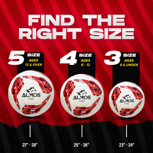 Almos Classic 32 Panel: Academy Training Soccer Ball - Size 3. 4 and 5