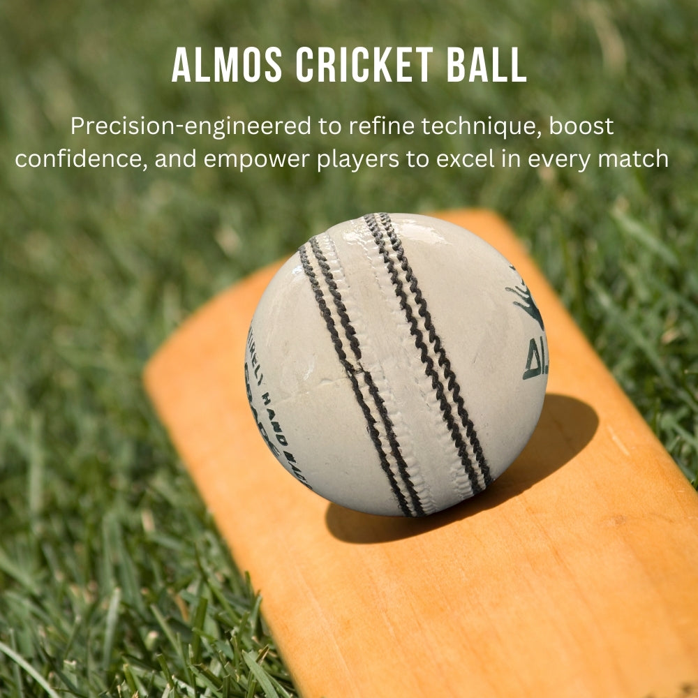 Almos Sports Cricket Hard Ball White - Pack of 6 Premium Leather Ball