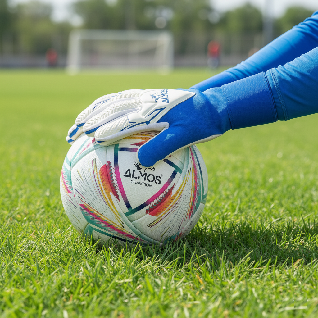 Almos Soccer Max Gel Goalkeeper Gloves – Blue & White | Sizes 7, 8, 9