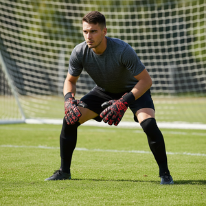 Almos Soccer Max Pro Gel Goalkeeper Gloves – Red & Black | Sizes 7–9