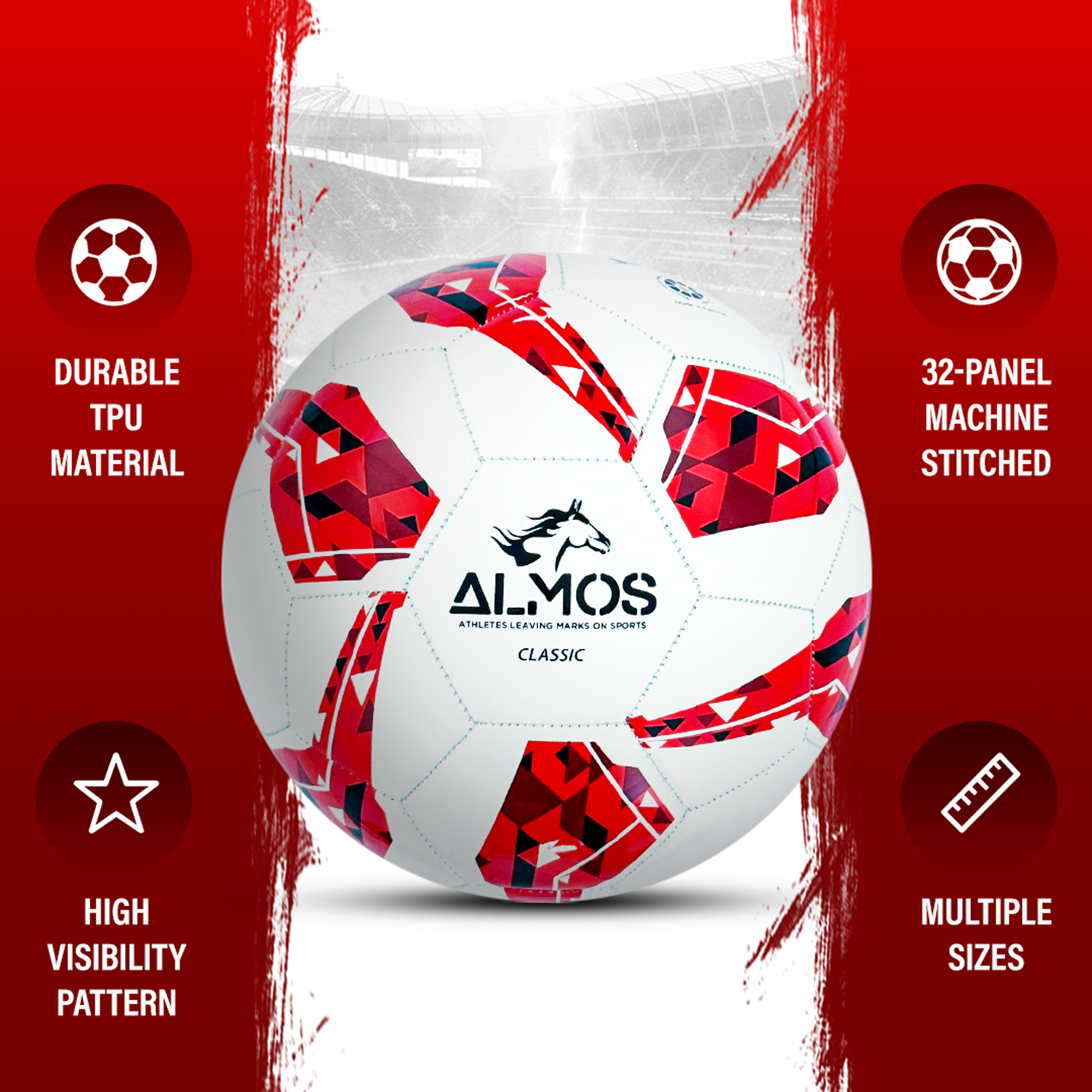 Almos Classic 32 Panel Academy Training Soccer Ball - Size 4, Pack of 12 