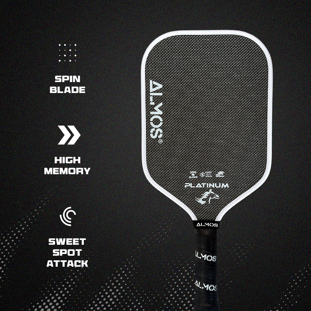 Almos Sports Platinum Pickleball Paddle – Titanium Weave, Polypropylene Core, 16mm Control Paddle for Power, Spin & Stability 