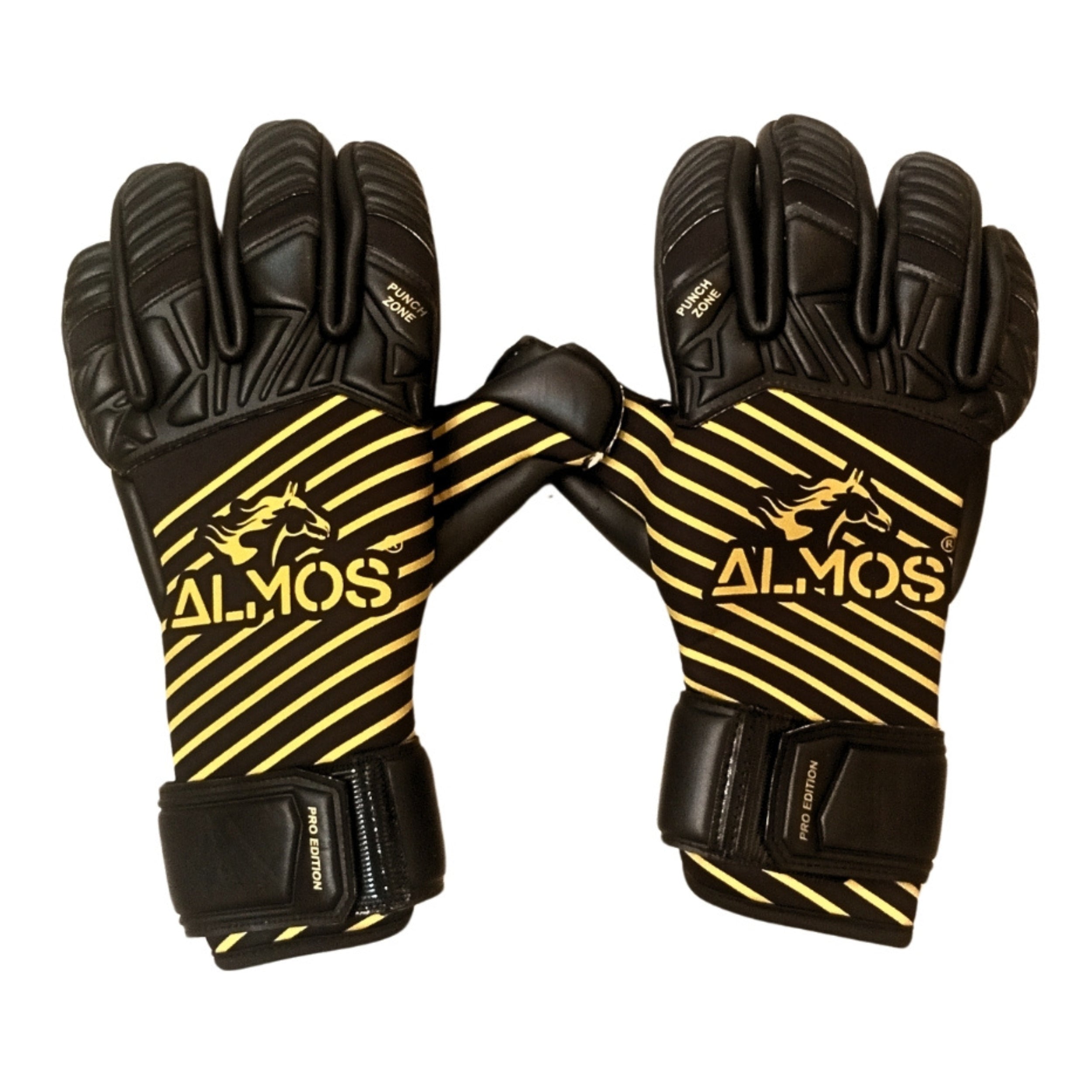 Almos Soccer Max Super Soft Reflex Goalkeeper Gloves – Black & Gold 