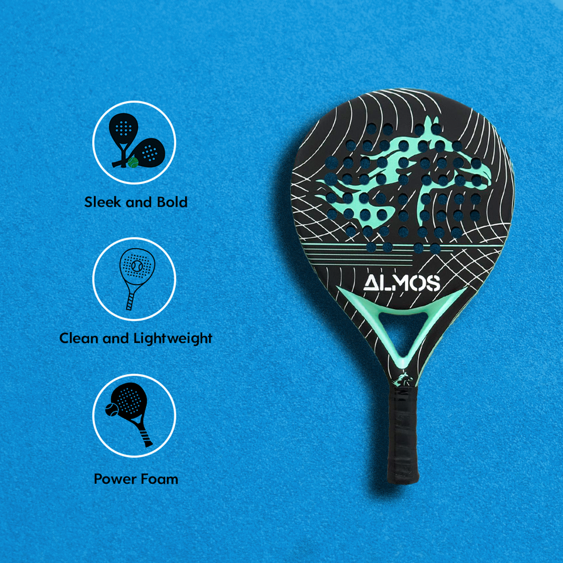 Almos Fibre Glass Padel Racket – Lightweight EVA Foam Paddle with Carry Bag 