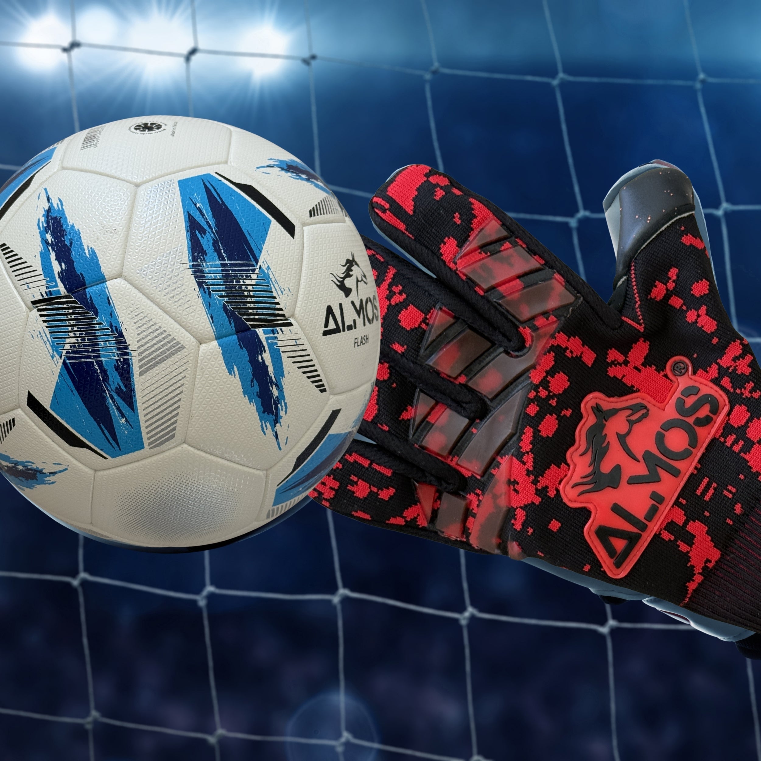 Almos Soccer Max Pro Gel Goalkeeper Gloves – Red & Black | Sizes 7–9 