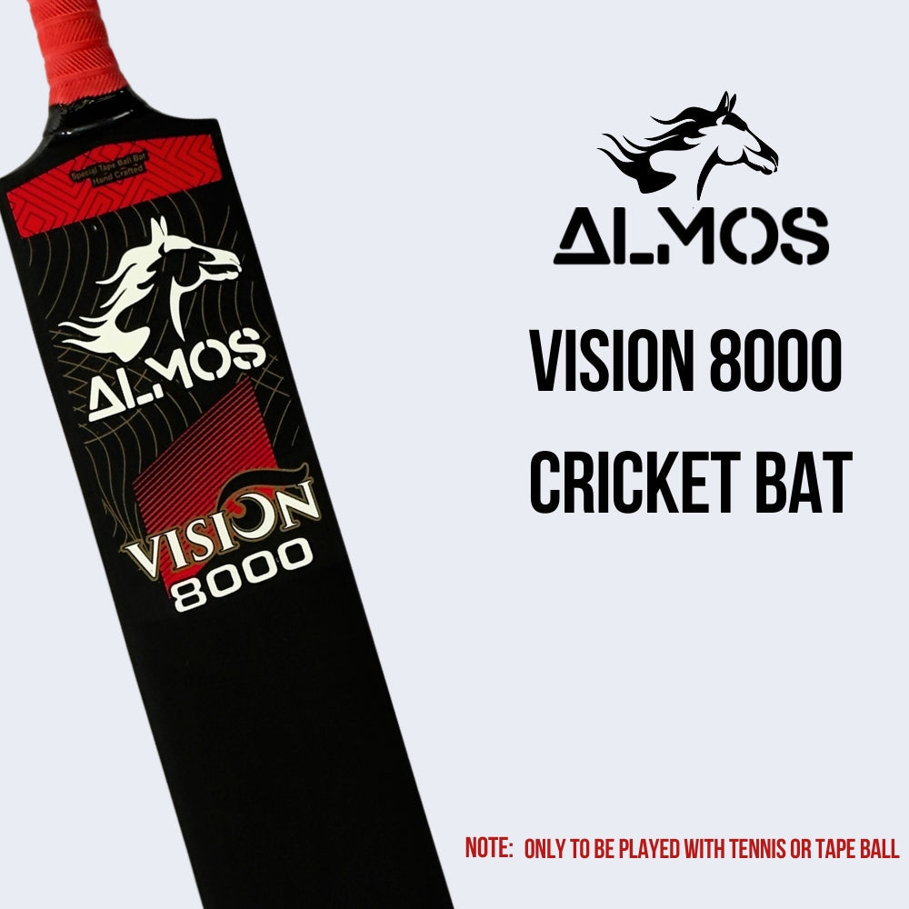 Almos Vision-8000 Tape Ball Cricket Bat Black 