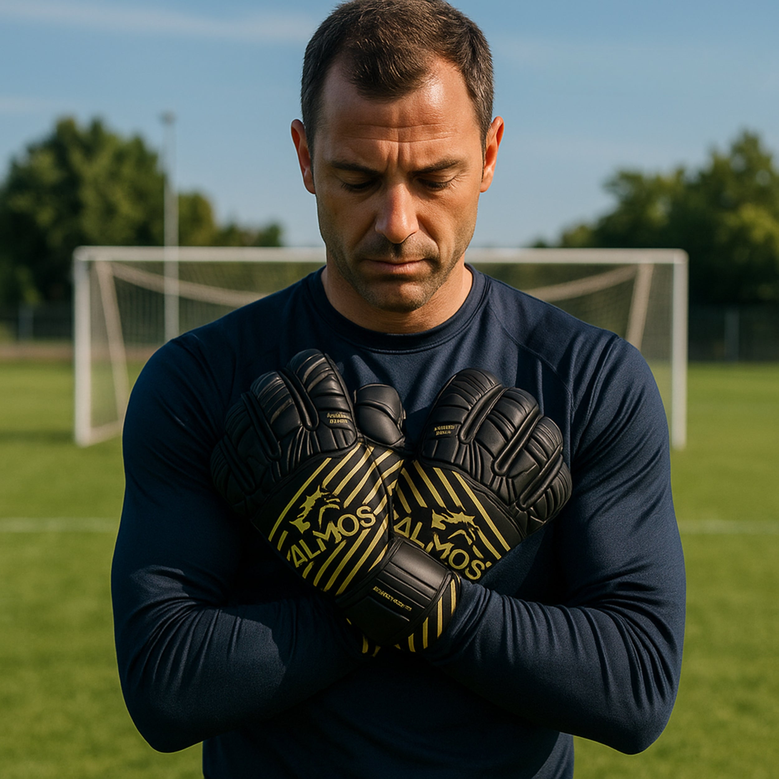 Almos Soccer Max Super Soft Reflex Goalkeeper Gloves – Black & Gold 