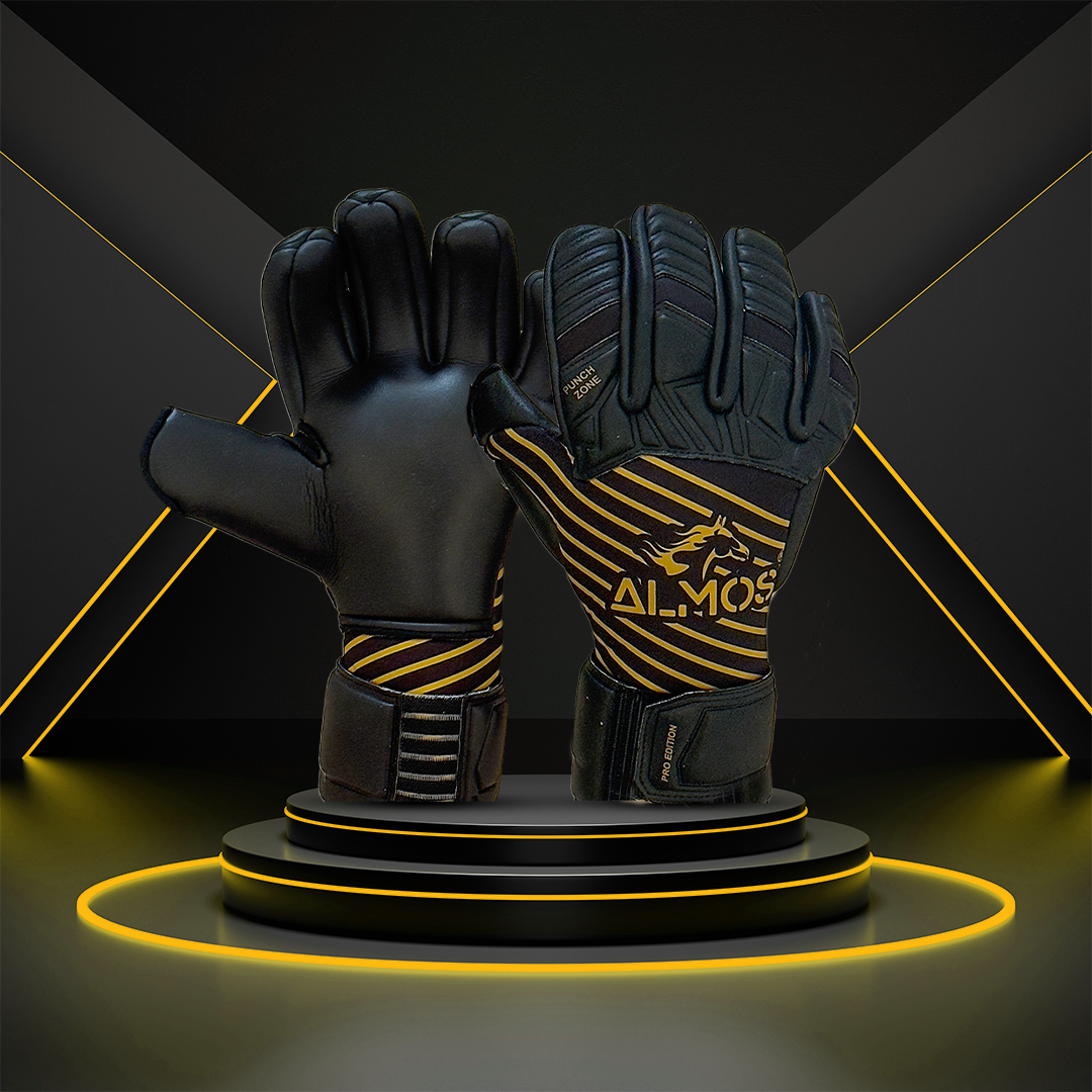 Almos Soccer Max Super Soft Reflex Goalkeeper Gloves – Black & Gold 