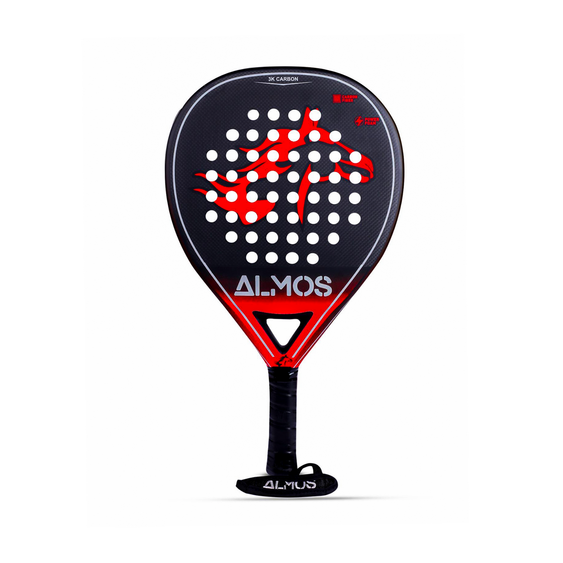 Almos 3K Carbon Padel Racket – EVA Foam Paddle with Carry Bag 