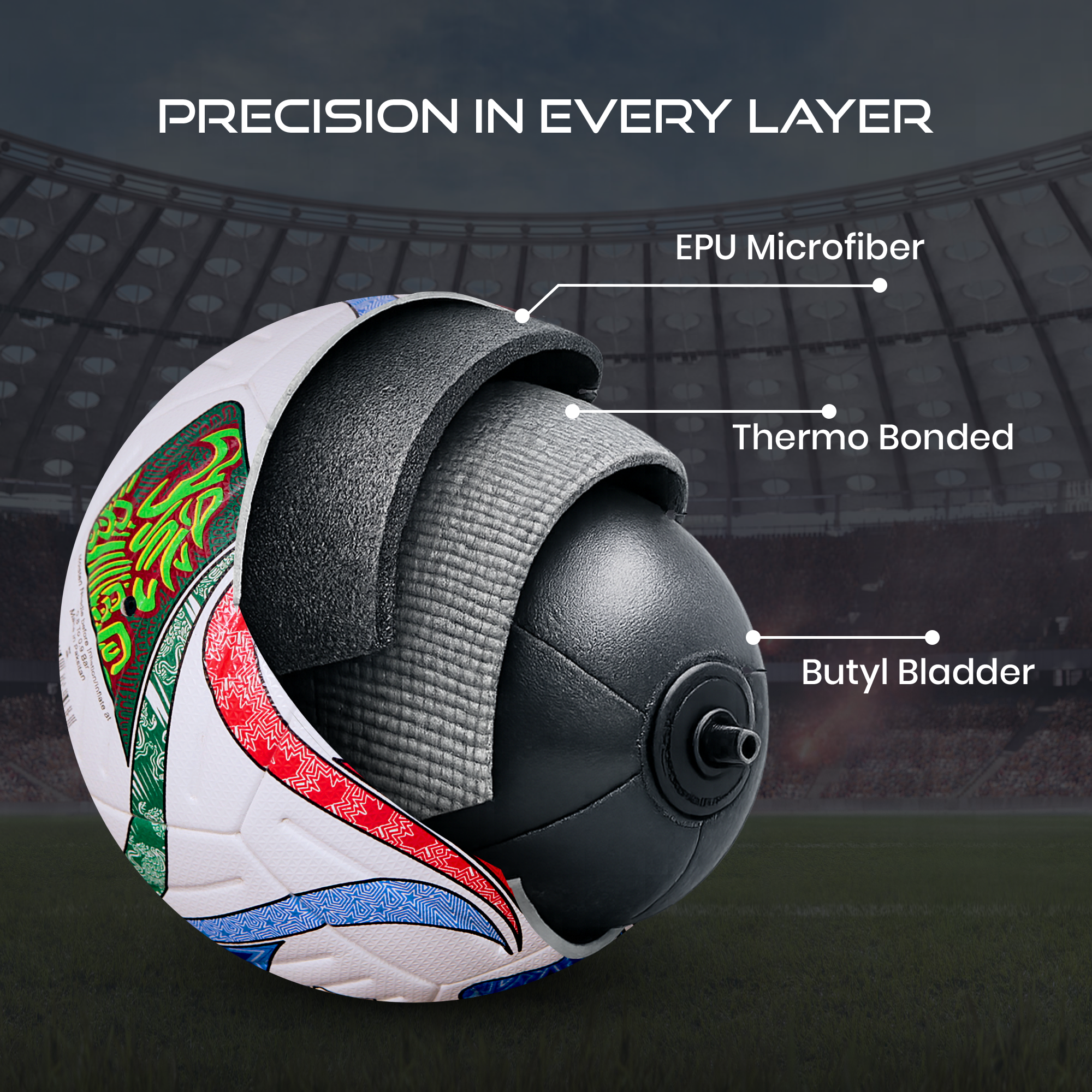 Almos Trifecta Match Soccer Ball – Size 4 & 5, 12-Panel, Professional Match Football 