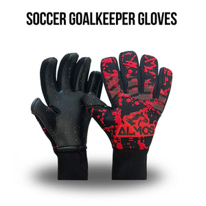 Almos Soccer Max Pro Gel Goalkeeper Gloves – Red & Black | Sizes 7–9 