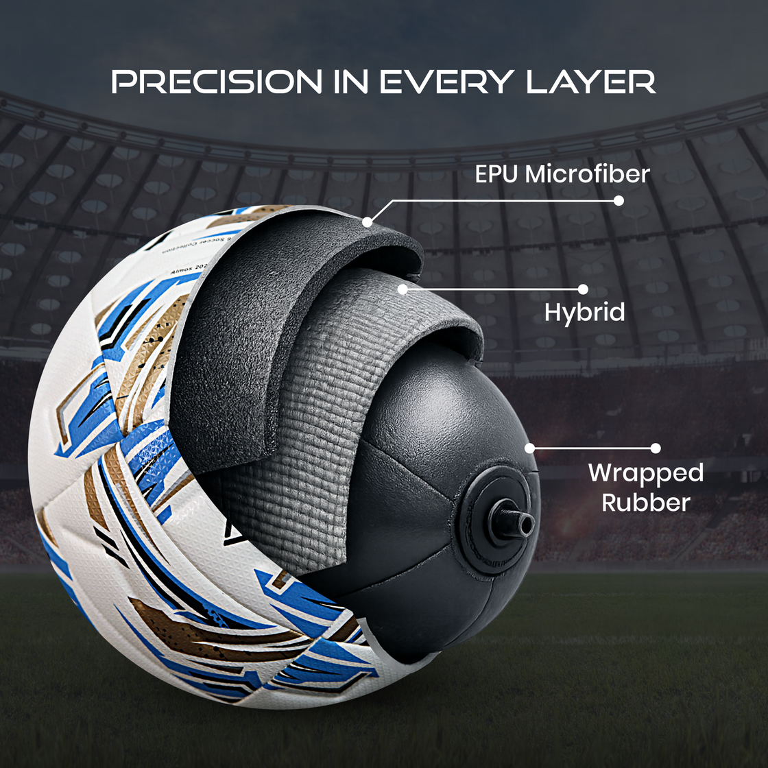 Almos Rush Match Soccer Ball – Size 4 & 5, Thermo Bonded, 20-Panel, Premium EPU Microfiber Football 