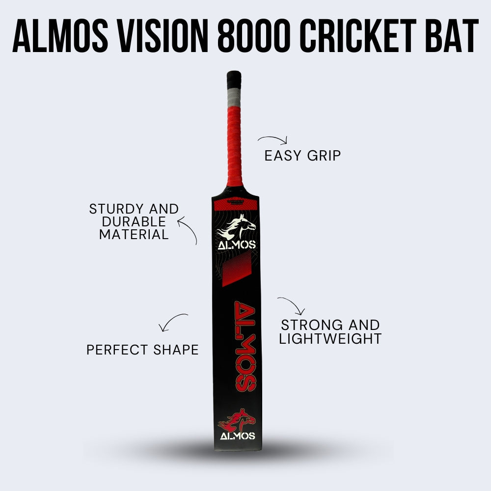 Almos Vision-8000 Tape Ball Cricket Bat Black 