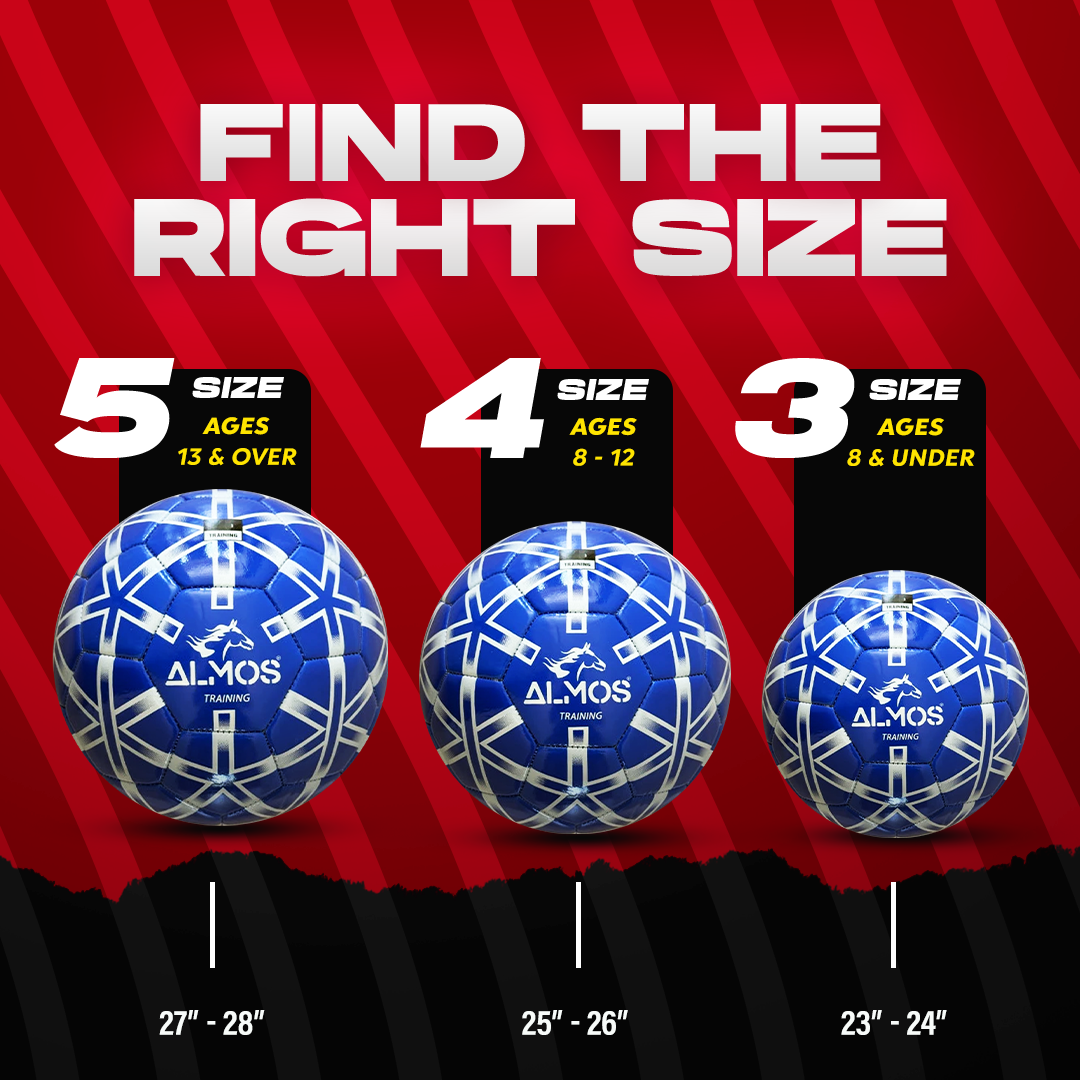 Almos Training PVC Soccer Ball – Size 4 & 5 | Blue, Red & Pink 