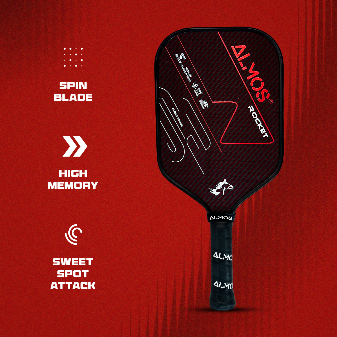 Almos Sports Rocket Pickleball Paddle – Kevlar Carbon Fiber, Polypropylene Core, 14mm Control Paddle for Power, Spin & Precision 