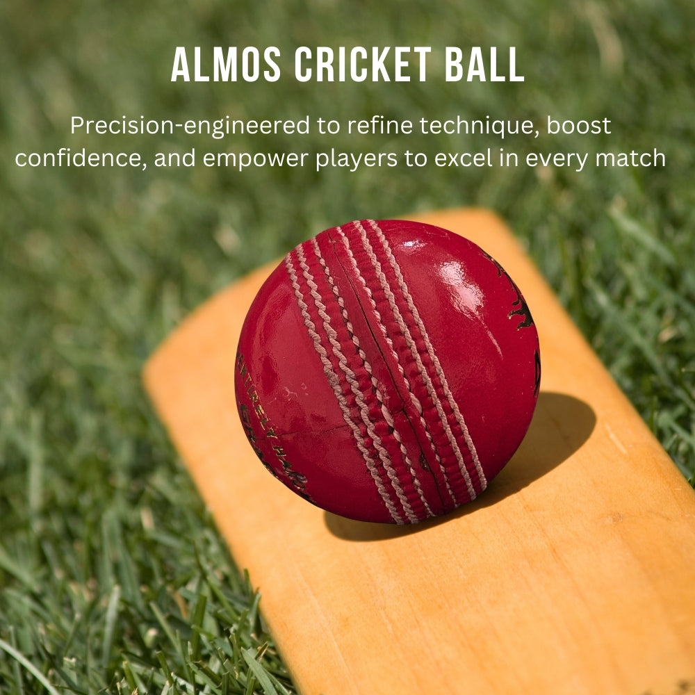 Almos Sports Cricket Hard Ball Red - Pack of 6 Premium Leather Ball 