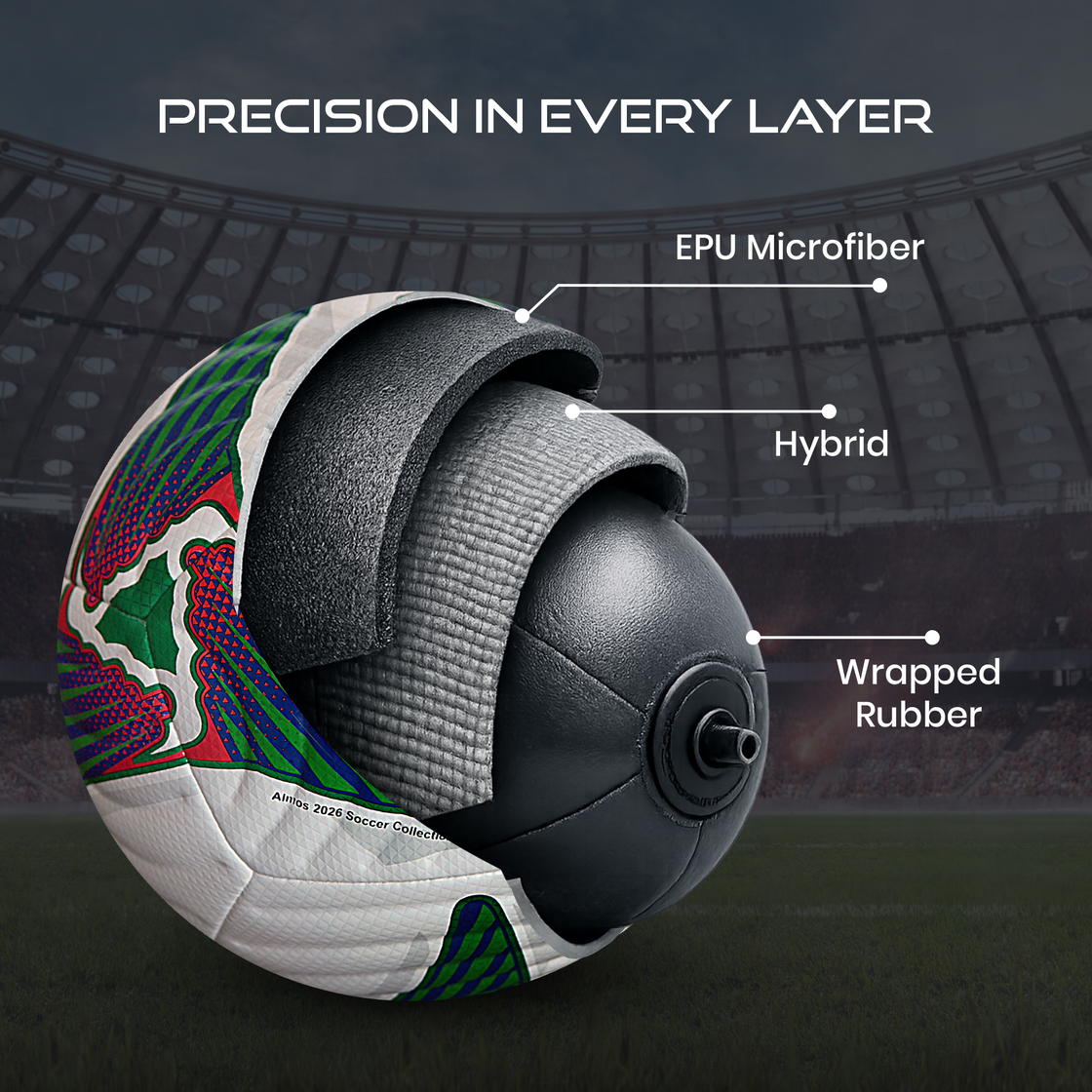 Almos Wave Match Soccer Ball – Size 4 & 5, Seamless, 12-Panel, Premium EPU Microfiber Football 