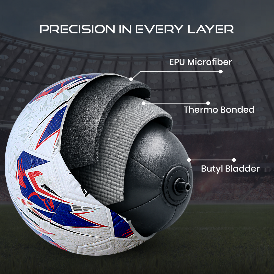 Almos EVO Match Soccer Ball – Size 4 & 5, 32-Panel, Premium EPU Microfiber Football 