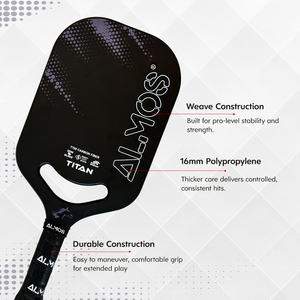 Almos Sports Titan Pickleball Paddle – T700 Carbon Fiber, Polypropylene Core, 14mm Control Paddle for Power & Spin 