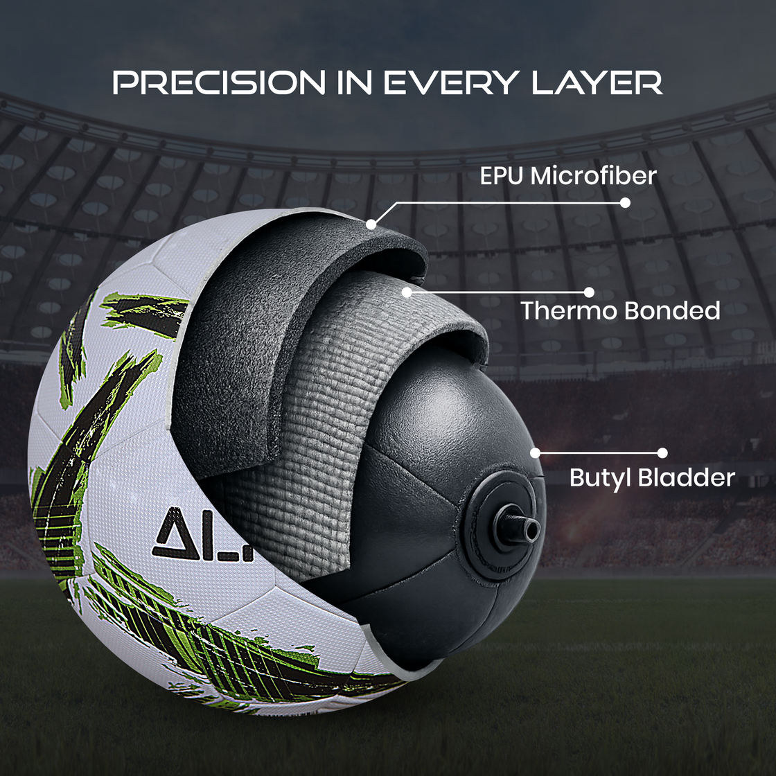 Almos Impact Match Soccer Ball – Size 4 & 5, 32-Panel, Premium EPU Microfiber Football 