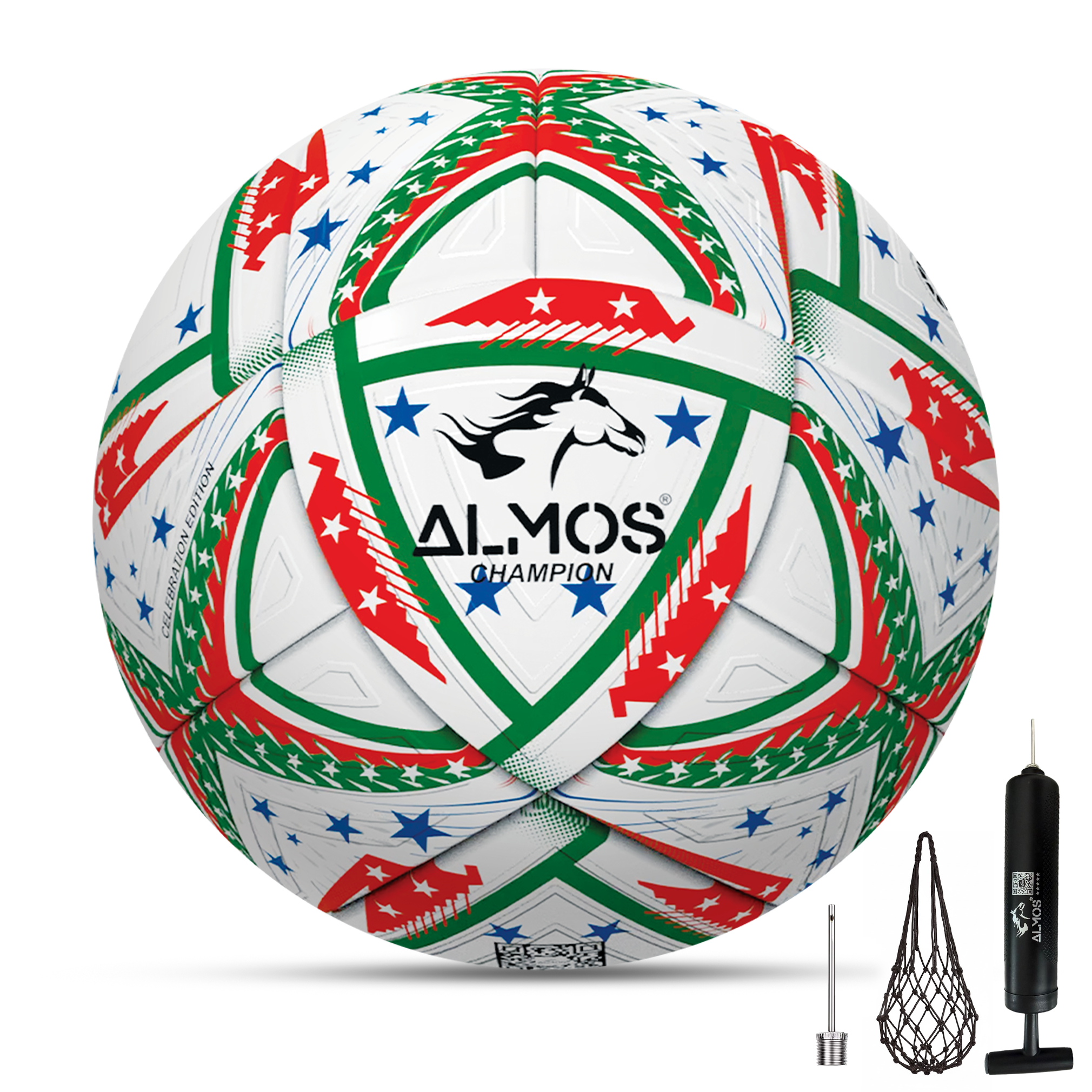 Almos Champion Celebration Edition Match Soccer Ball – Size 5, Thermo Bonded, 16-Panel, Premium EPU Microfiber Professional Football 