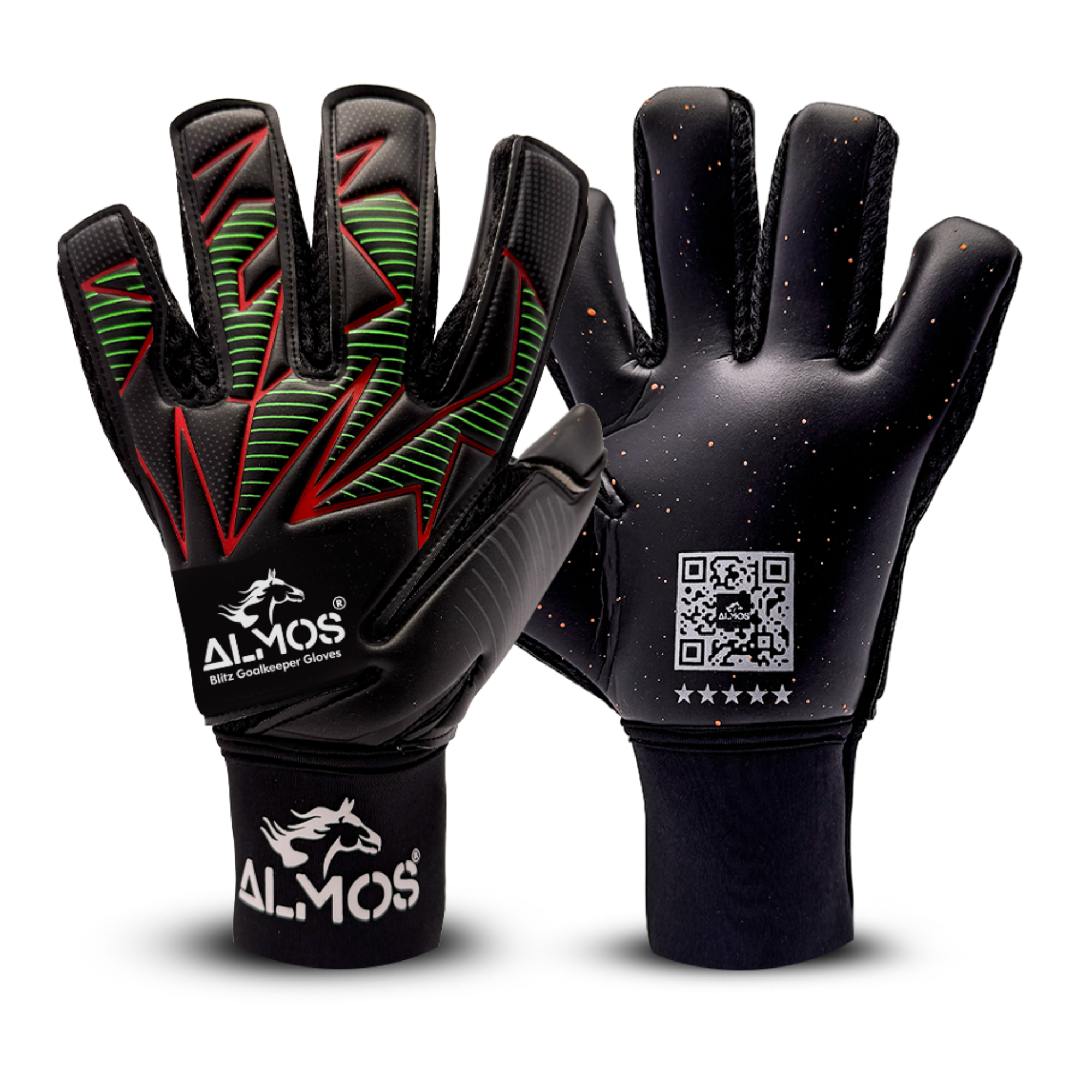Almos Blitz Goalkeeper Gloves – Strong Grip Latex with Finger Protection for Training & Match Play 