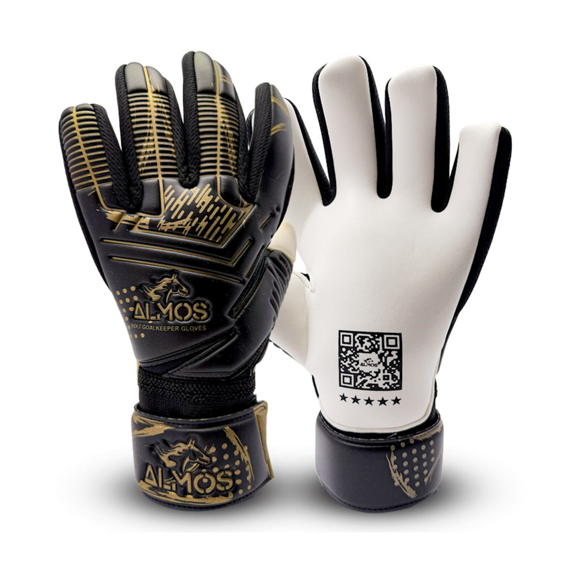 Almos Bolt Goalkeeper Gloves – Strong Grip Latex with Finger Protection for Training & Match Play 