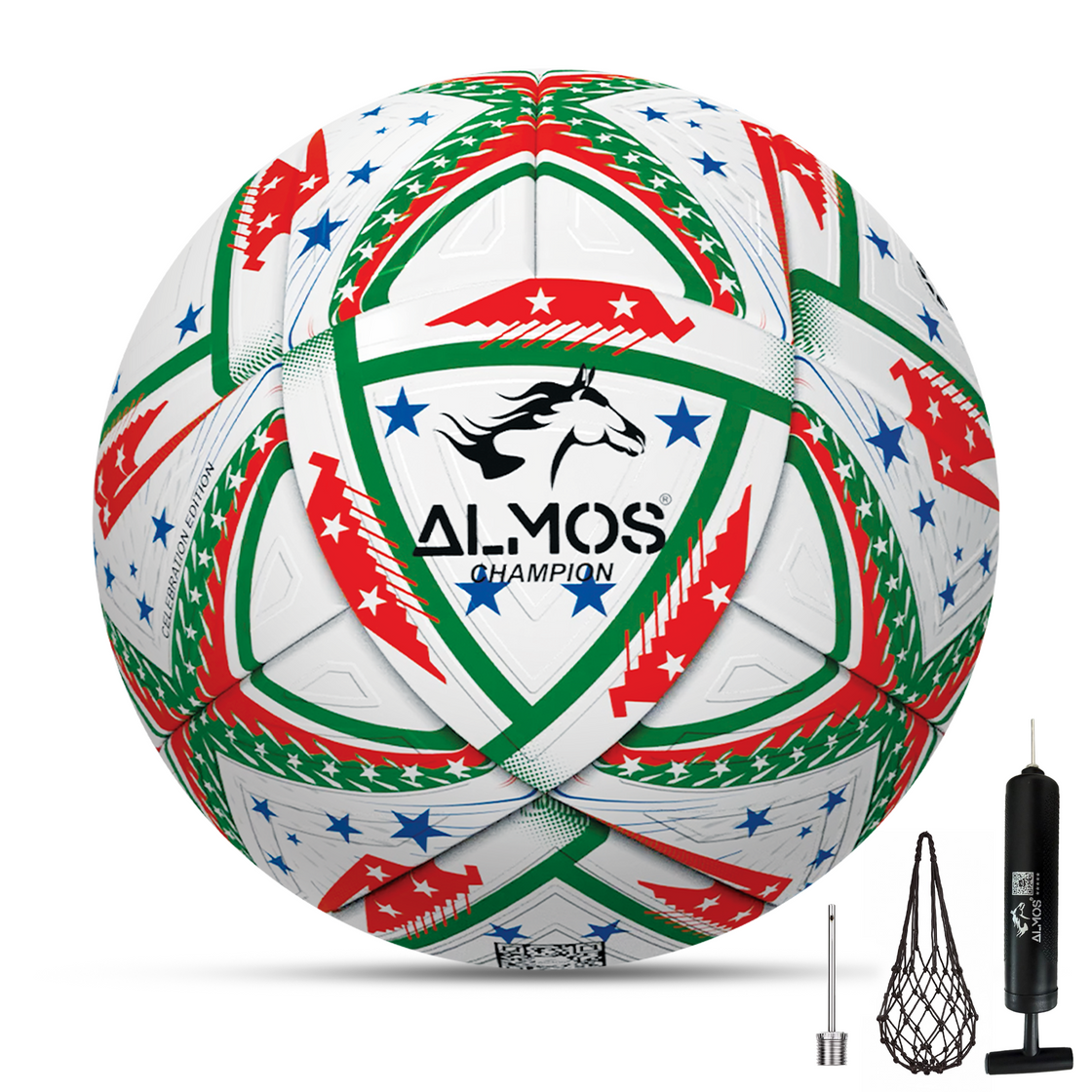Almos Champion Celebration Edition Match Soccer Ball – Size 5, Thermo Bonded, 16-Panel, Premium EPU Microfiber Professional Football 
