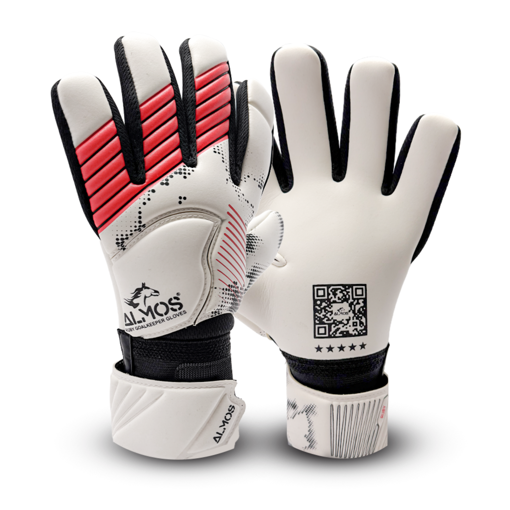 Almos Ruby Goalkeeper Gloves – Strong Grip Latex with Finger Protection for Training & Match Play 