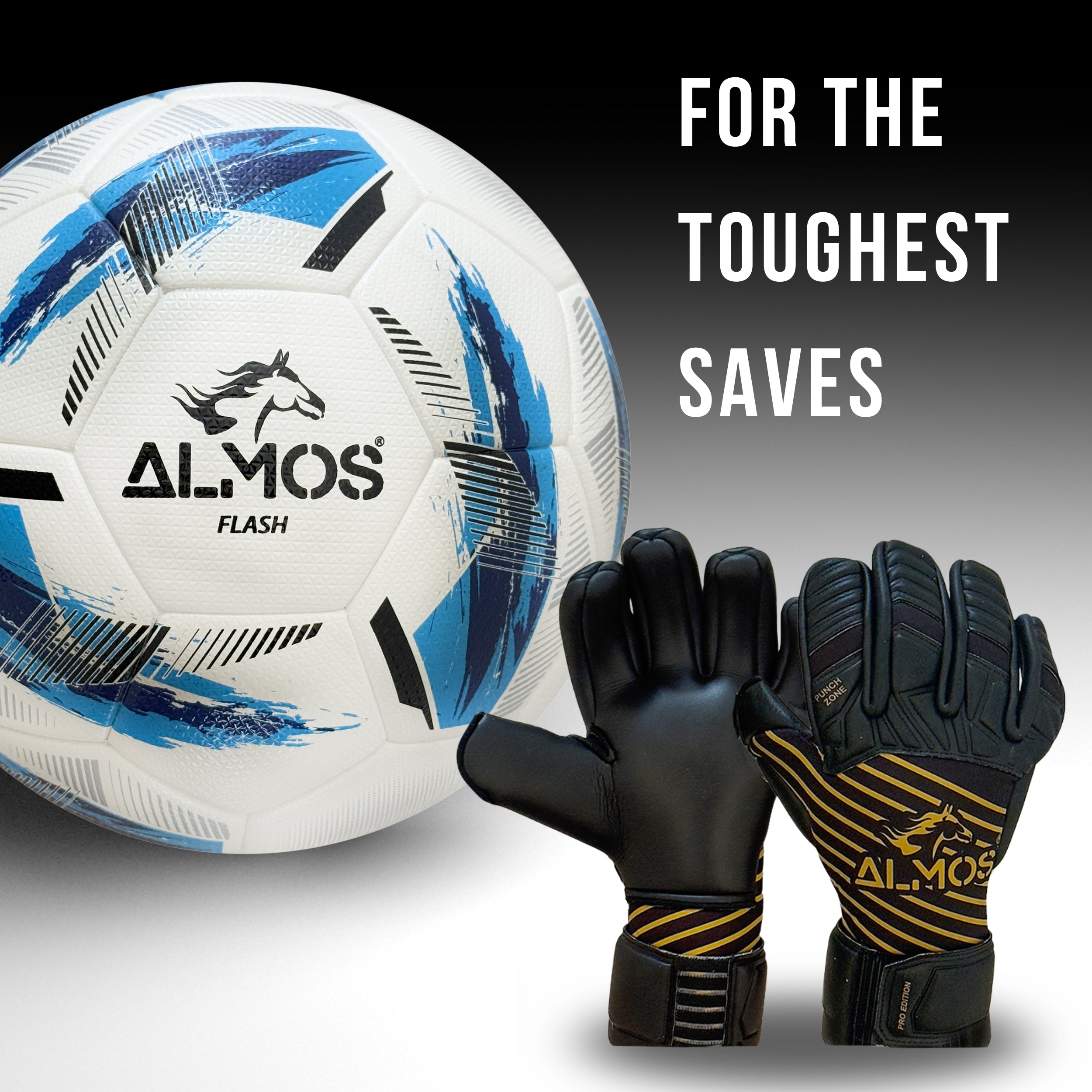 Almos Soccer Max Super Soft Reflex Goalkeeper Gloves – Black & Gold 