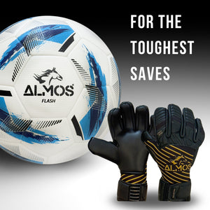Almos Soccer Max Super Soft Reflex Goalkeeper Gloves – Black & Gold 