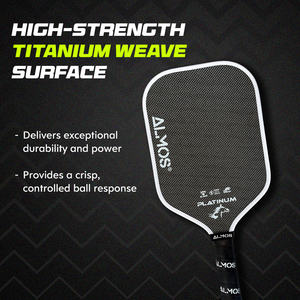 Almos Sports Platinum Pickleball Paddle – Titanium Weave, Polypropylene Core, 16mm Control Paddle for Power, Spin & Stability 