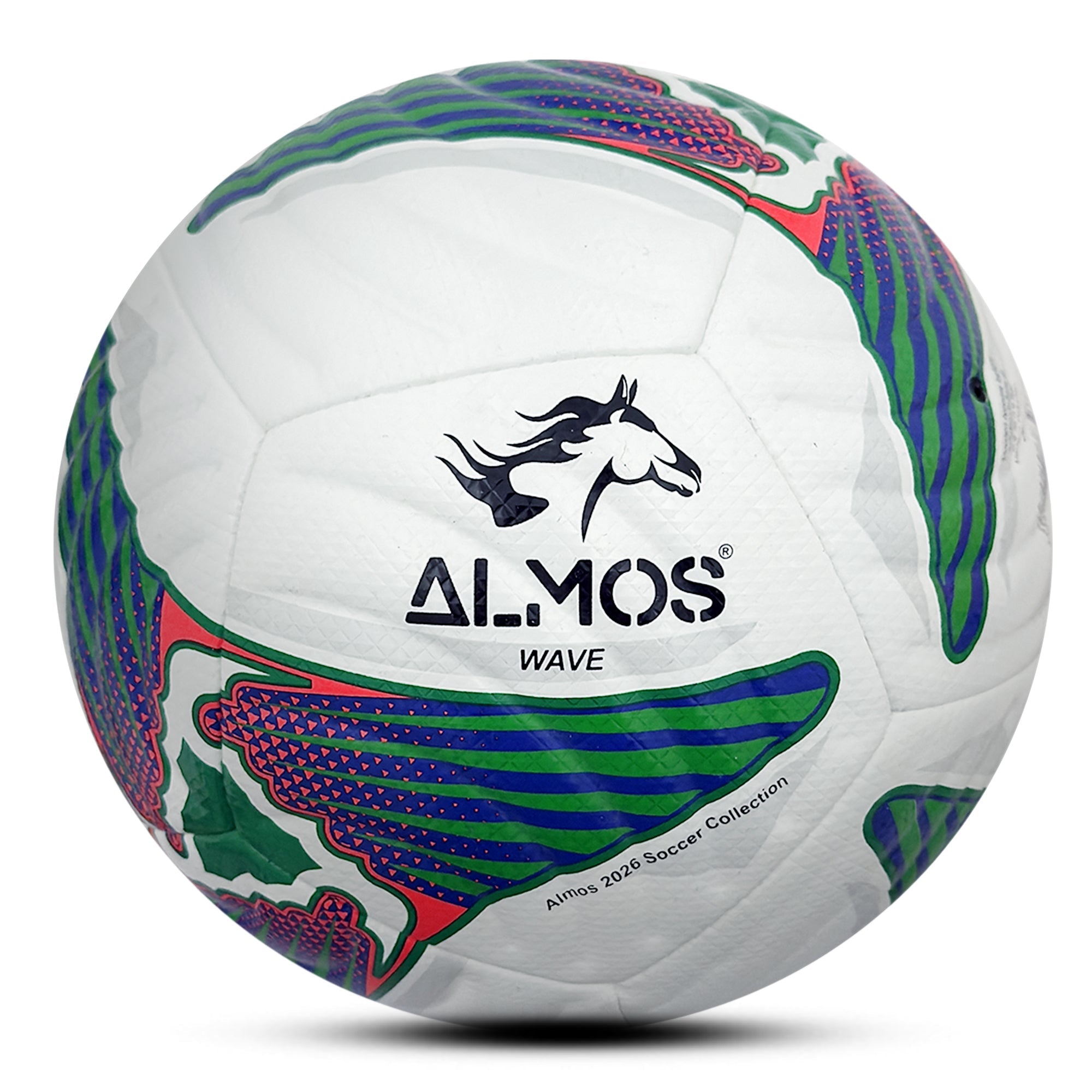 Almos Wave Match Soccer Ball – Size 4 & 5, Seamless, 12-Panel, Premium EPU Microfiber Football 