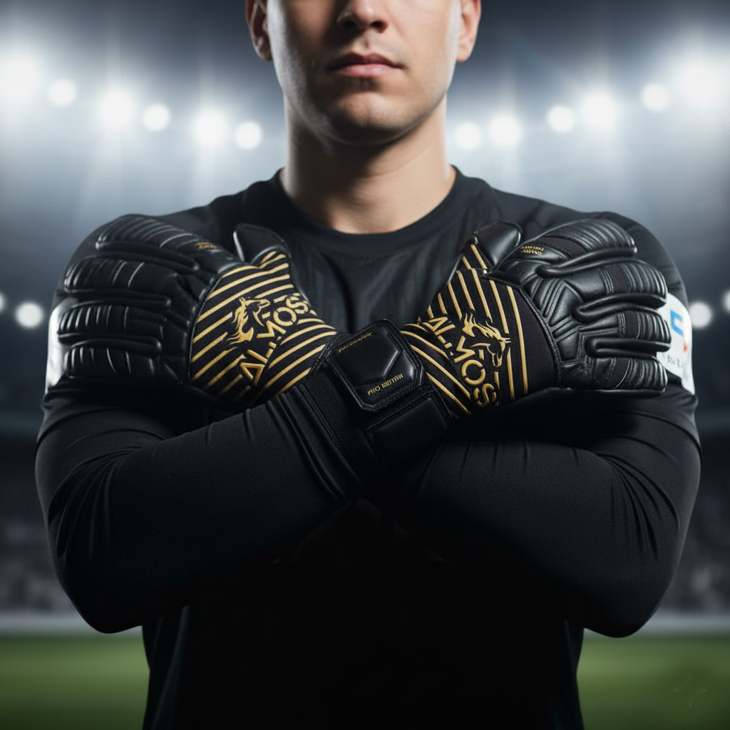 Almos Soccer Max Super Soft Reflex Goalkeeper Gloves – Black & Gold 