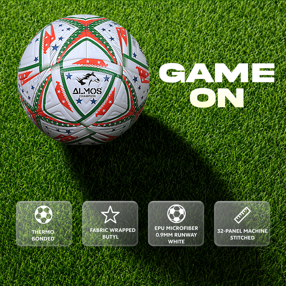 Almos Champion Celebration Edition Match Soccer Ball – Size 5, 16-Panel, Professional Football 