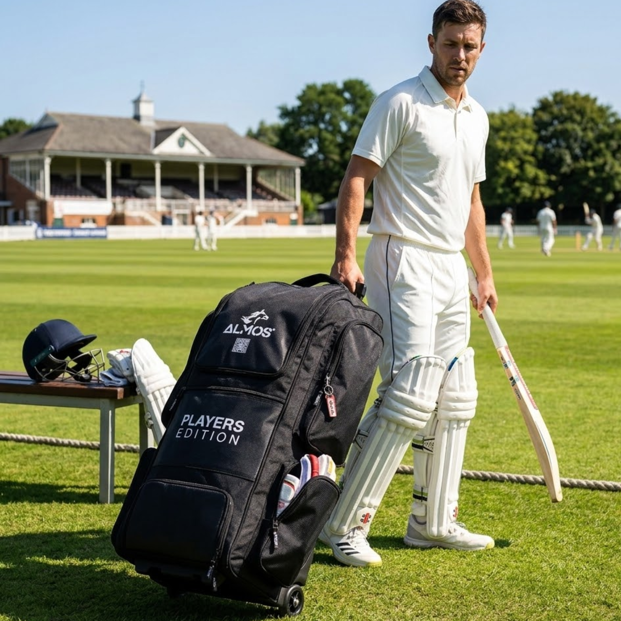 Almos Players Edition Duffle Bag – Premium Cricket Duffle Bag with Bat Storage & Ventilated Compartments 