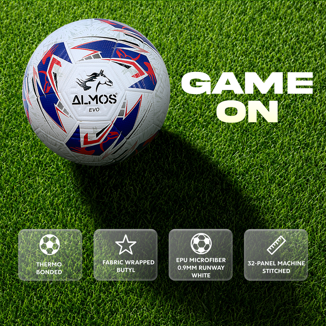 Almos EVO Match Soccer Ball – Size 4 & 5, 32-Panel, Premium EPU Microfiber Football 