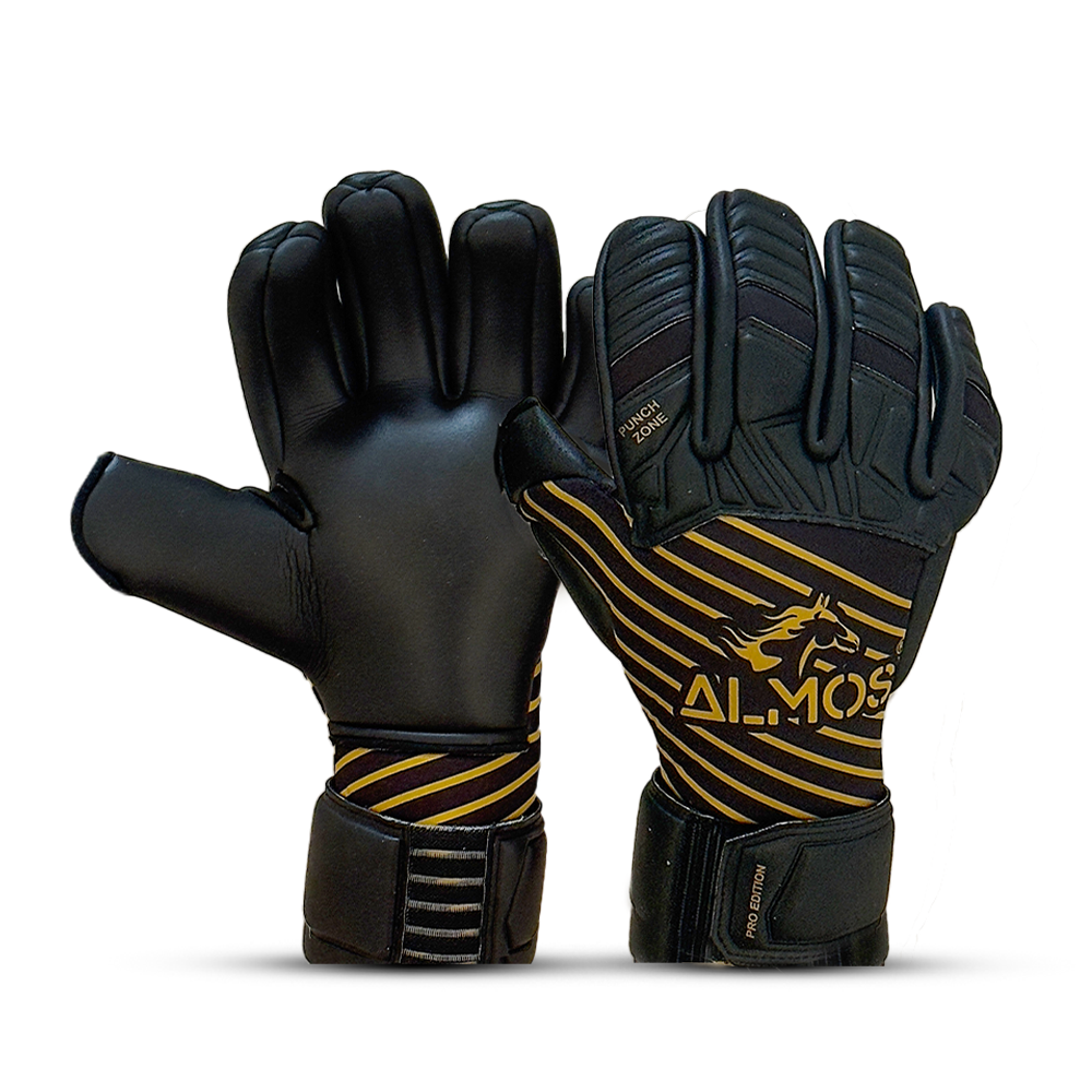 Almos Soccer Max Super Soft Reflex Goalkeeper Gloves – Black & Gold 