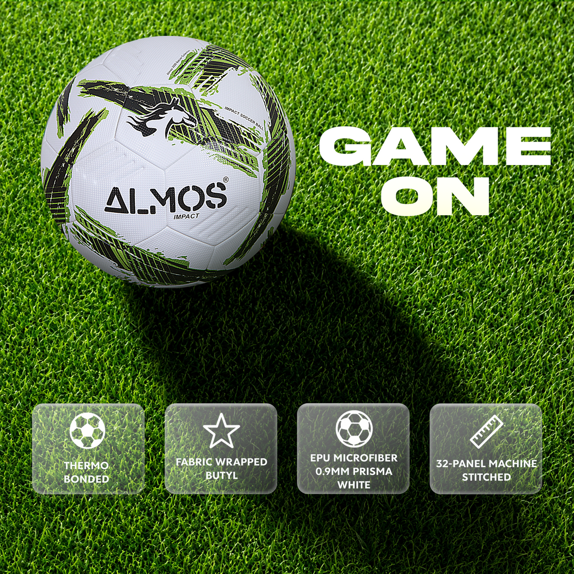 Almos Impact Match Soccer Ball – Size 4 & 5, 32-Panel, Premium EPU Microfiber Football 