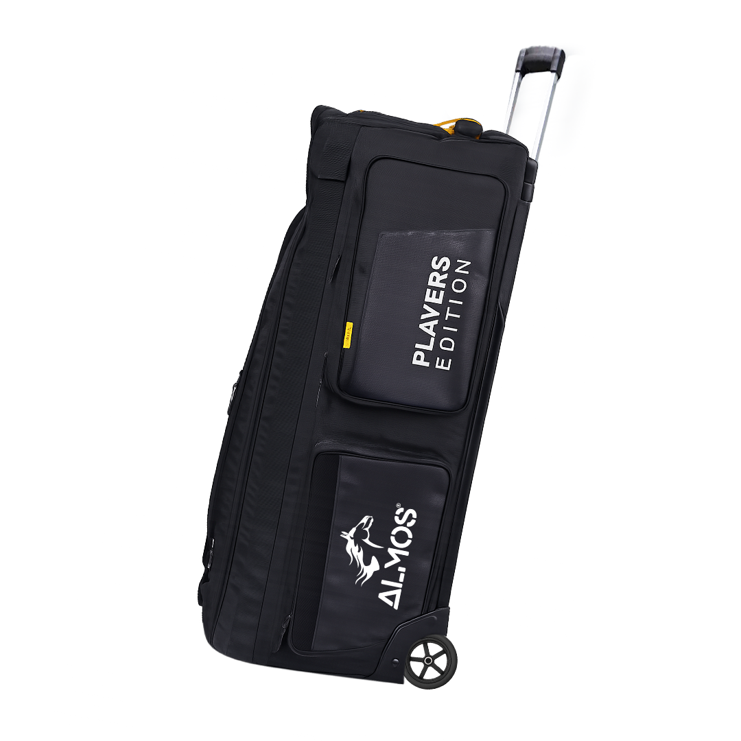 Almos Players Edition Cricket Kit Bag – Premium Stand-Up Wheelie Cricket Kit Bag with Bat Protection & Triple Wheels 