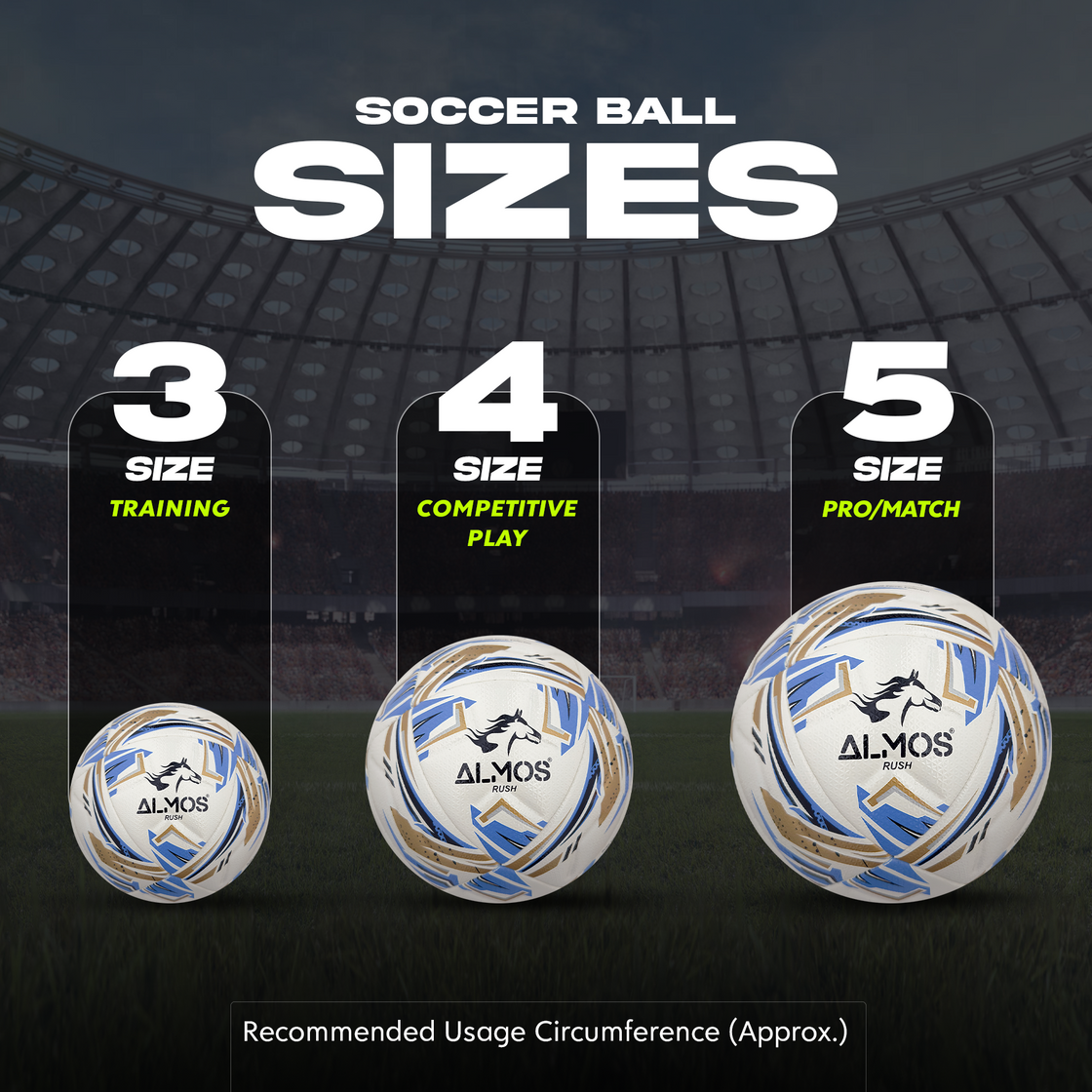 Almos Rush Match Soccer Ball – Size 4 & 5 